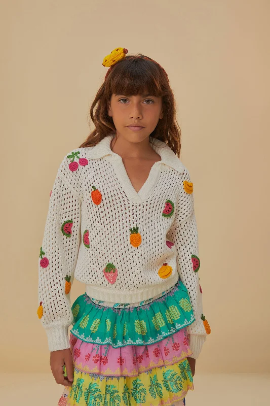 Crochet Fruit Kids Blouse Soft Satin Blouse