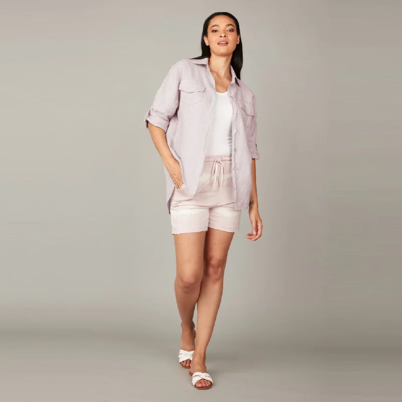 Double Pocket Linen Blouse (Petal) Modern Work Blouse