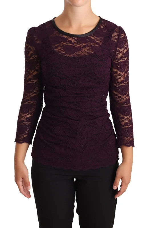 Elegant Sheer Lace Long Sleeve Blouse Romantic Lace Blouse