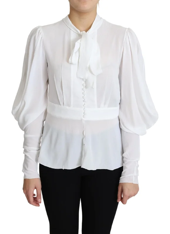 Elegant Snow-White Viscose Blouse Chic Off-Shoulder Blouse