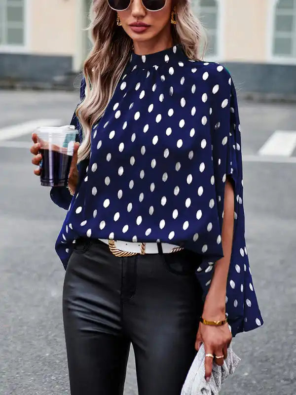 Golden Polka Dot Temperament Design Sense Long-Sleeved blouse Casual Relaxed Blouse