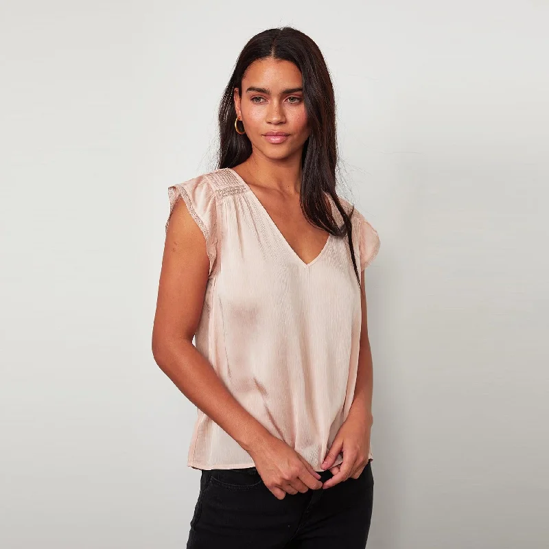 Isabelle Blouse (Blush) Satin Long Blouse