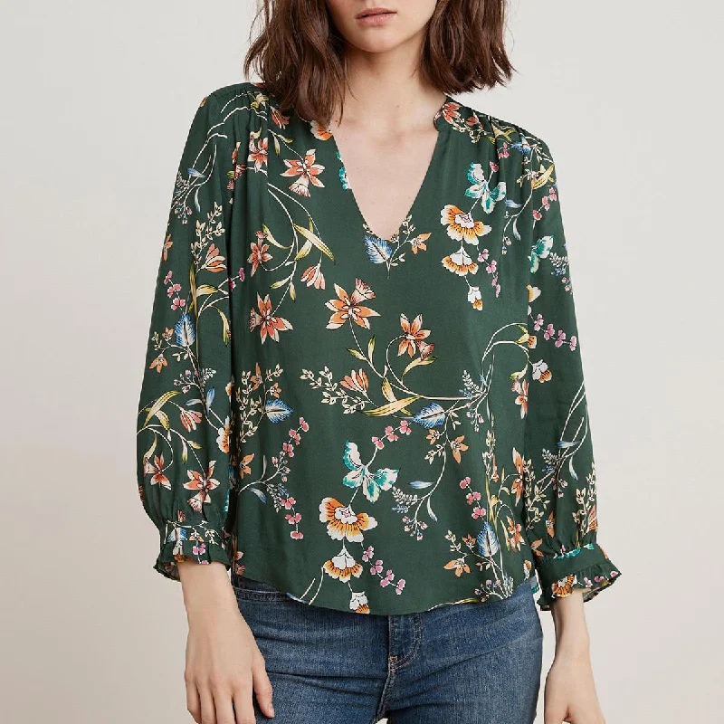 Jazzy Floral Blouse (Zinnia) Chic Square Blouse