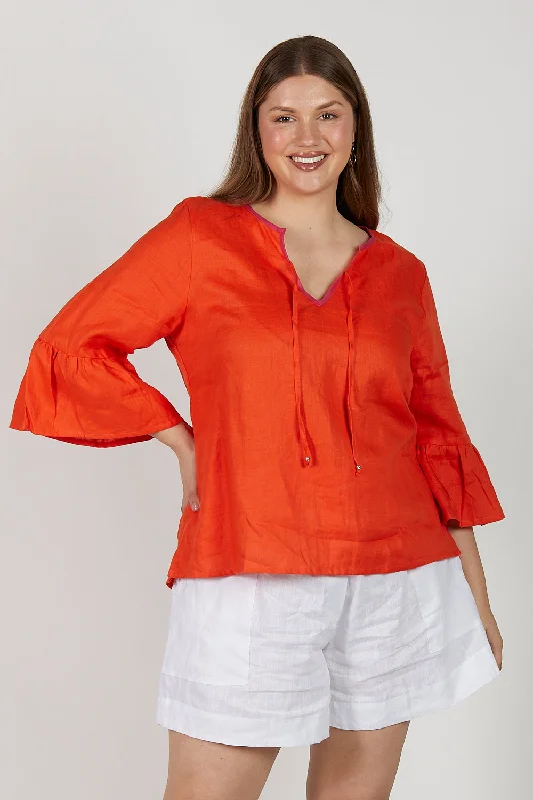 Scout Linen Blouse in Sunburst Balloon Sleeve Blouse