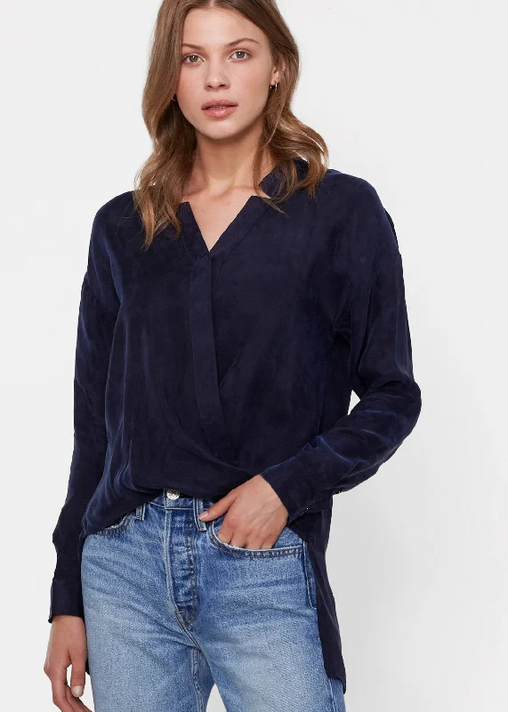 Women's Wrapped High Low Hem Blouse Top Chic Wrap Blouse