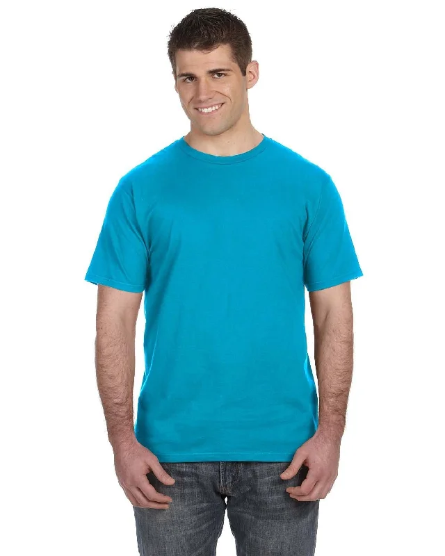 Anvil Fashion Fit T-Shirt | Caribbean Blue V-Neck T-Shirt Long Sleeve Cotton