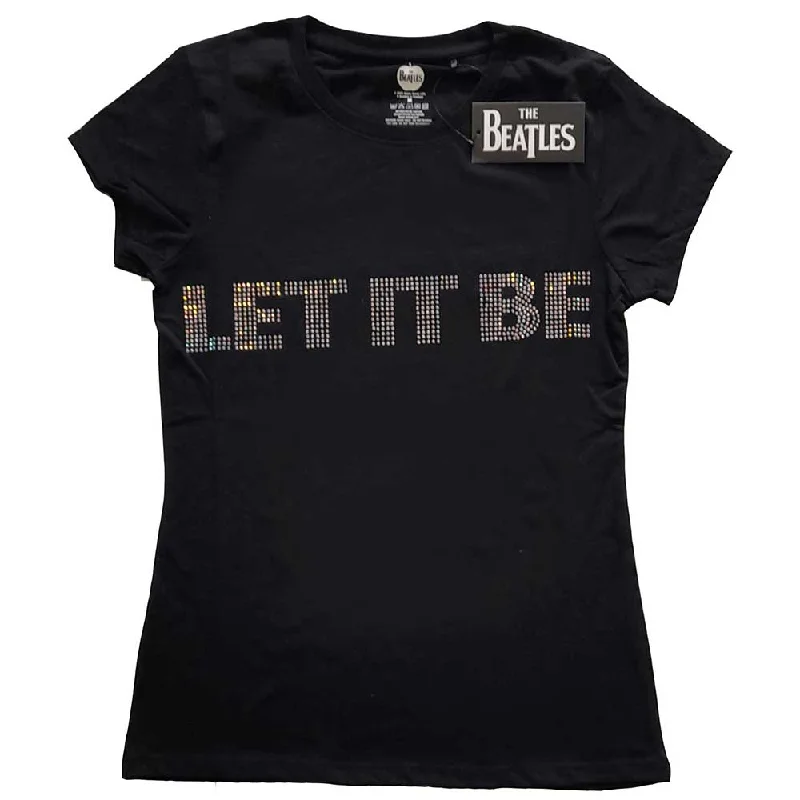 The Beatles Ladies T-Shirt: Let It Be (Diamante) Print Jacquard Patchwork