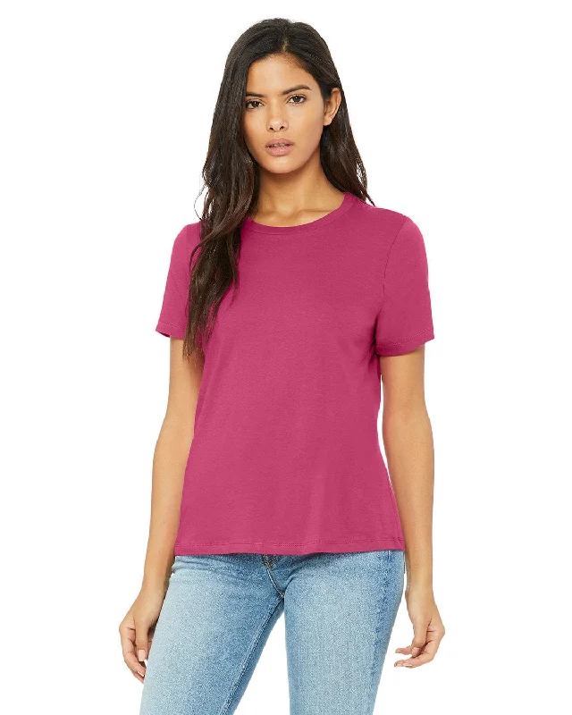 Bella+Canvas Ladies Relaxed Short Sleeve Jersey T-Shirt | Berry Graphic Embroidered Appliqued