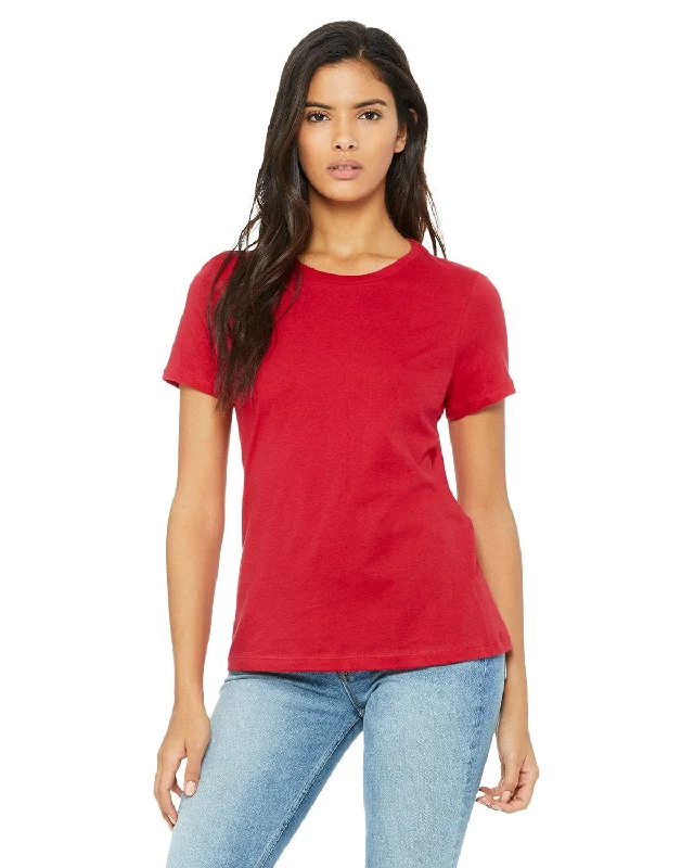 Bella+Canvas Ladies Relaxed Short Sleeve Jersey T-Shirt | Red Polka Dot Checkered Tartan