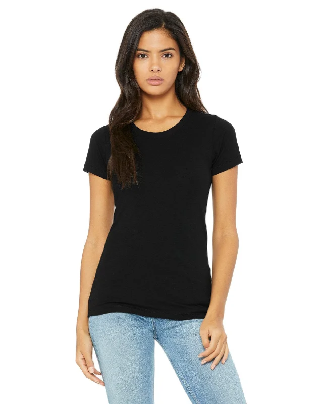 Bella+Canvas Ladies Triblend T-Shirt | Solid Blk Trblnd Collared Crew Neck Turtle Neck