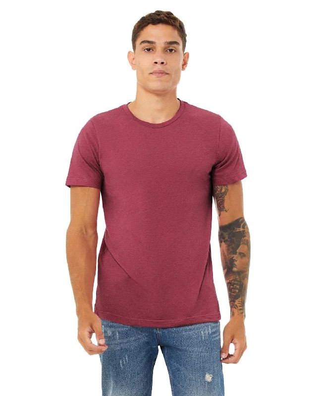 Bella+Canvas Unisex Heather CVC T-Shirt | Hthr Raspberry Welt Pockets Slit Pockets