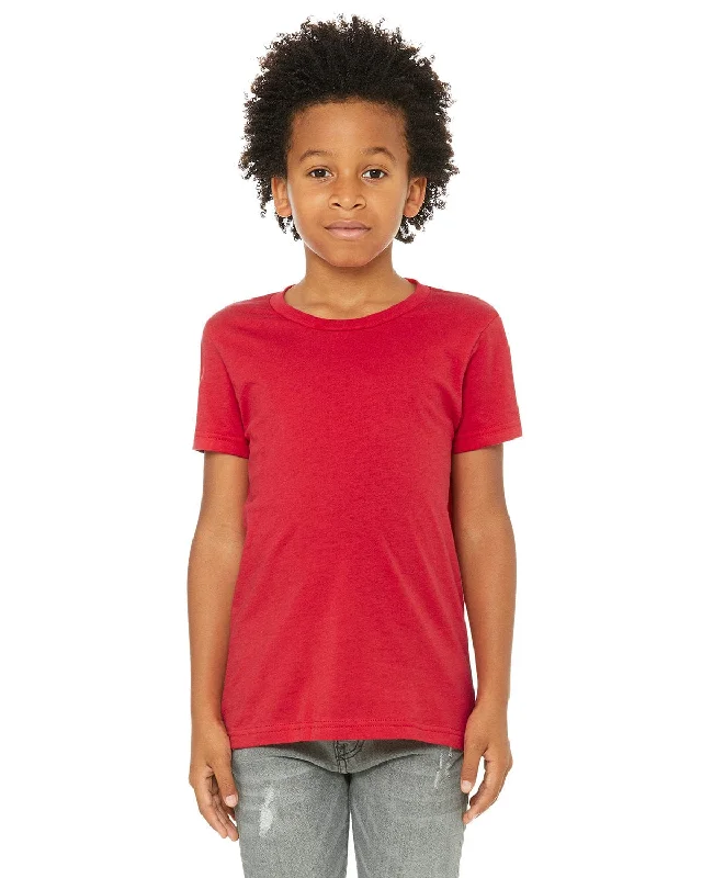 Bella+Canvas Youth Short Sleeve T-Shirt | Red Collared Crew Neck Turtle Neck