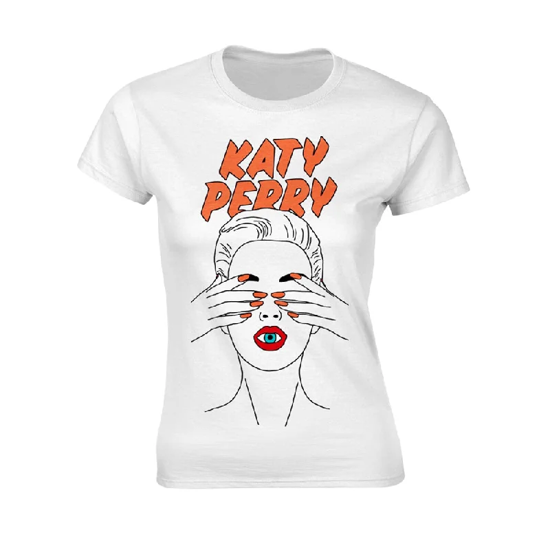 Katy Perry Ladies T-shirt: Illustrated Eye Zippered Front Buttoned Front Snap Front