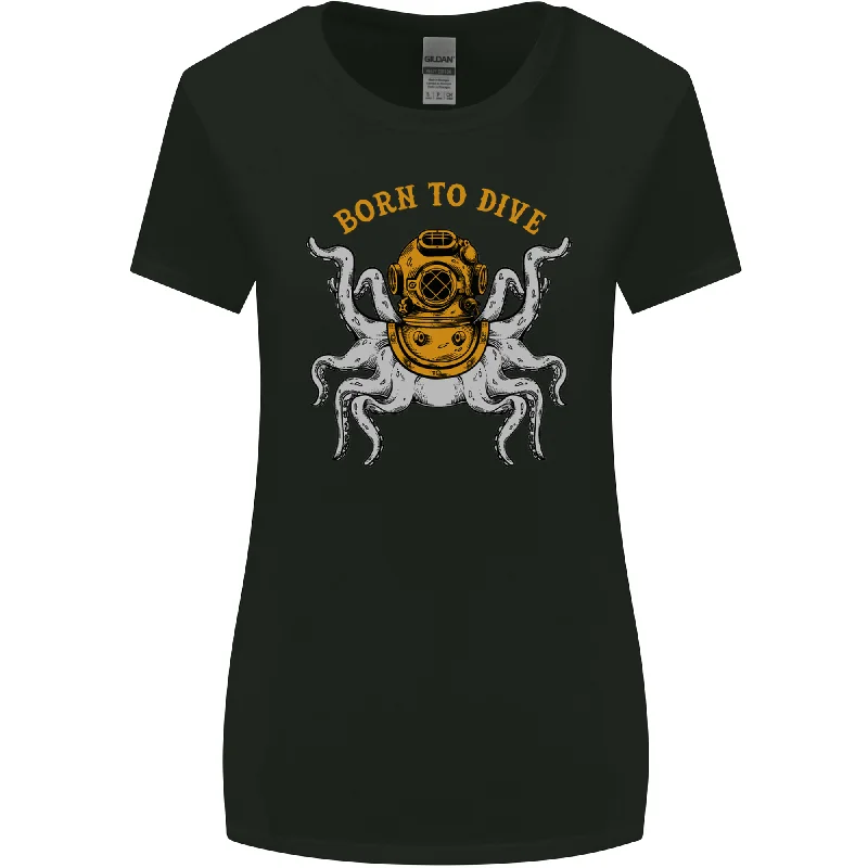 Born to Dive Octopus Scuba Diving Diver Womens Wider Cut T-Shirt Casual Formal Business