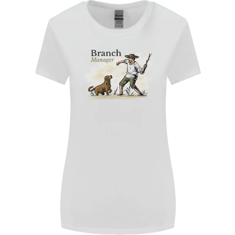 Branch Manager Funny Dog Walking Dad Womens Wider Cut T-Shirt Hooded Caped Shawl Collar