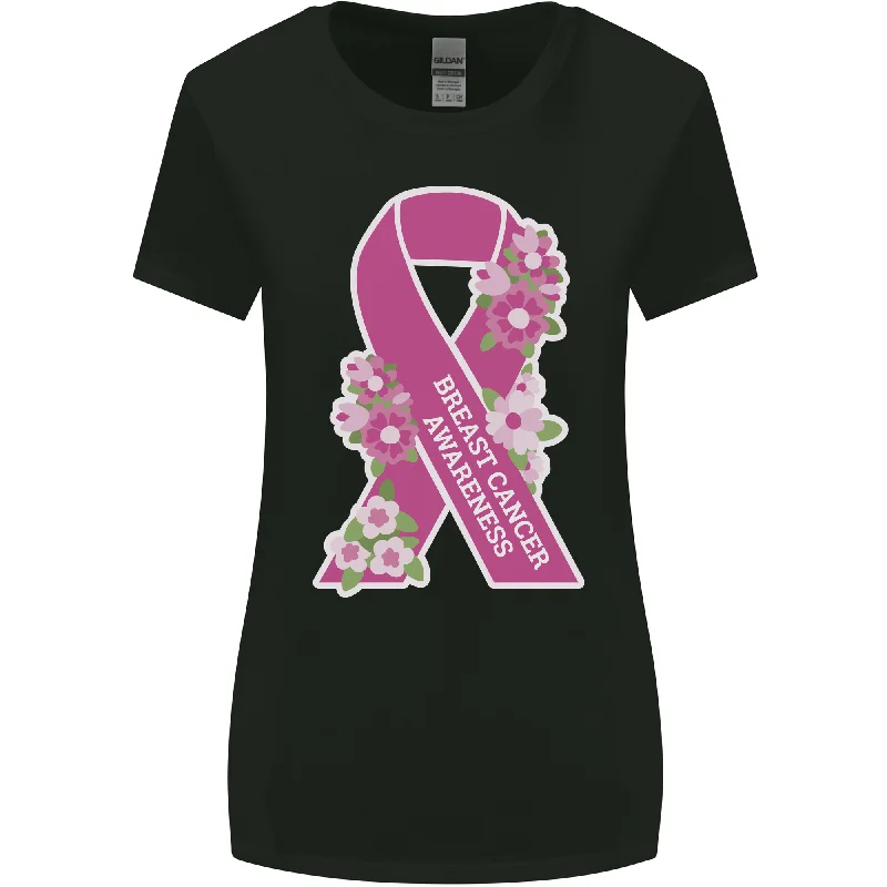 Breast Cancer Awareness Bow Womens Wider Cut T-Shirt Mesh Blend Leather Blend Suede Blend