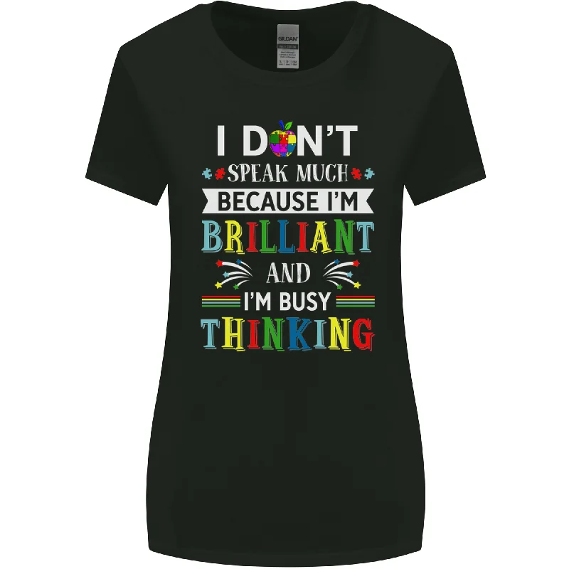 Brilliant & Busy Thinking Autism Autistic Womens Wider Cut T-Shirt Handmade Hand-knitted Hand-woven