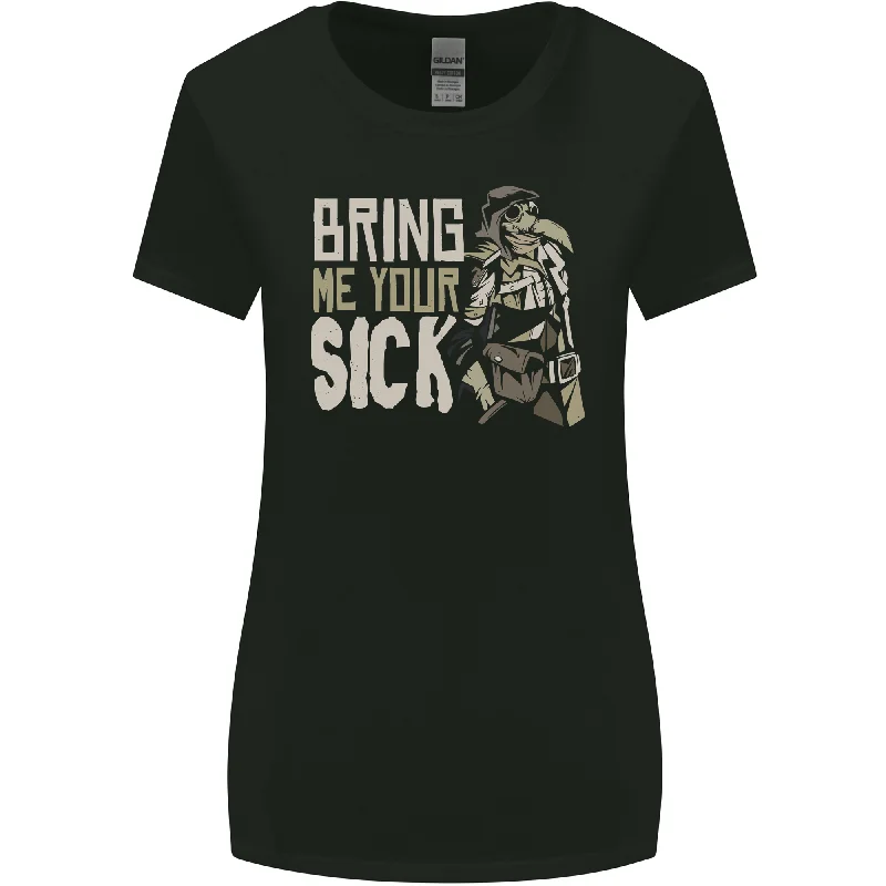 Bring Me Your Sick Plague Doctor Womens Wider Cut T-Shirt Silk Blend Satin Velvet