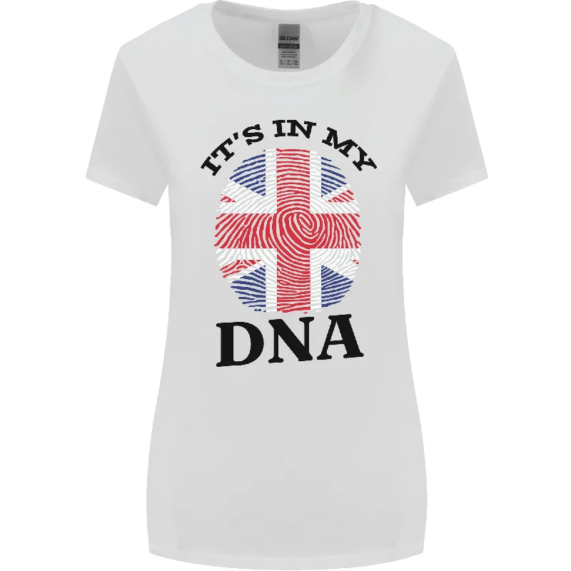 Britain Its in My DNA Funny Union Jack Flag Womens Wider Cut T-Shirt Mesh Blend Leather Blend Suede Blend