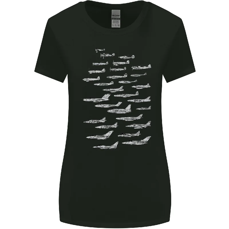 British RAF Fighters Royal Air Force Planes Womens Wider Cut T-Shirt Thin T-Shirt Open Front Quick Dry