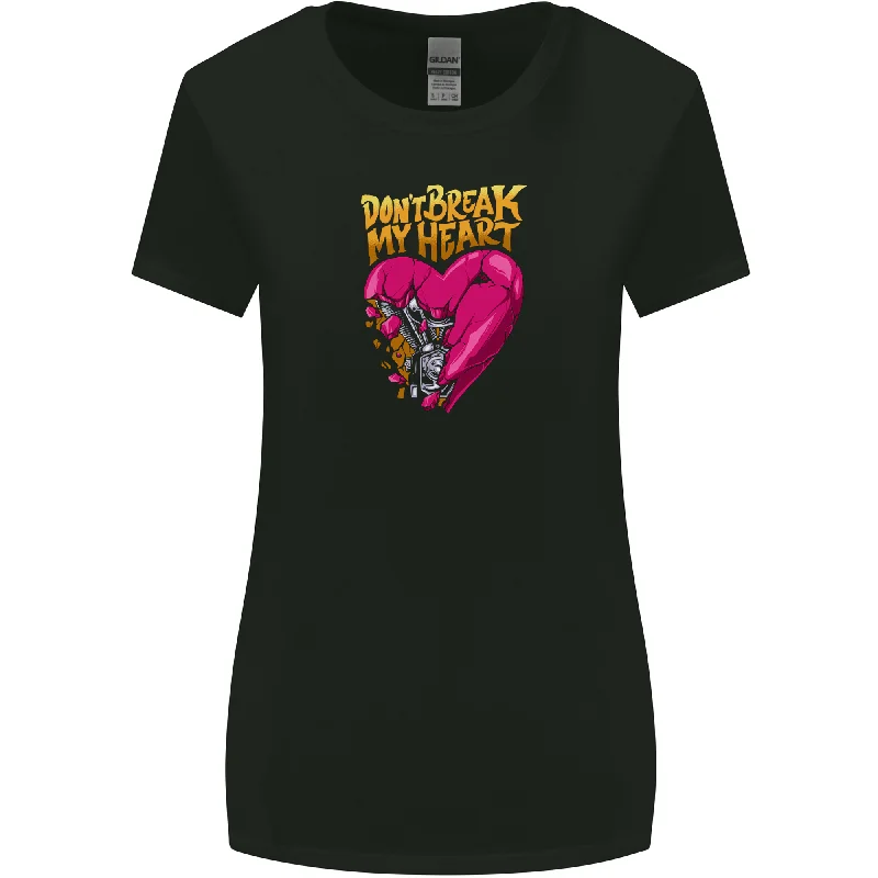 Broken Engine Heart Biker Motorbike Motorcycle Womens Wider Cut T-Shirt Chenille Brocade Lace