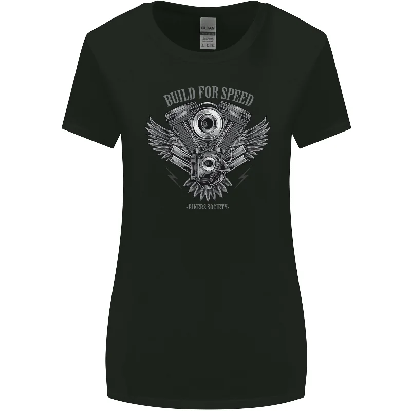 Built for Speed Biker Motorcycles Motorbike Womens Wider Cut T-Shirt Layered Multi-layer Single Layer