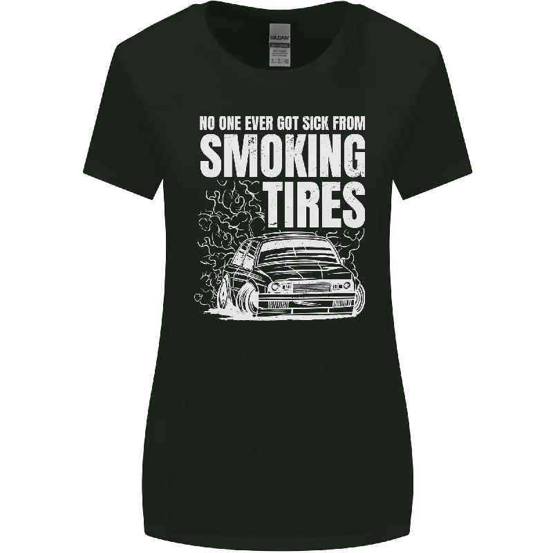 Burning Tires Car Drifting Womens Wider Cut T-Shirt Oversized T-Shirt Spandex breathable