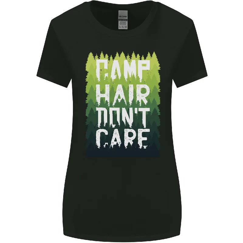 Camp Hair Dont Care Funny Camping Caravan Womens Wider Cut T-Shirt Wool Fabric Cashmere Fabric Tweed Fabric