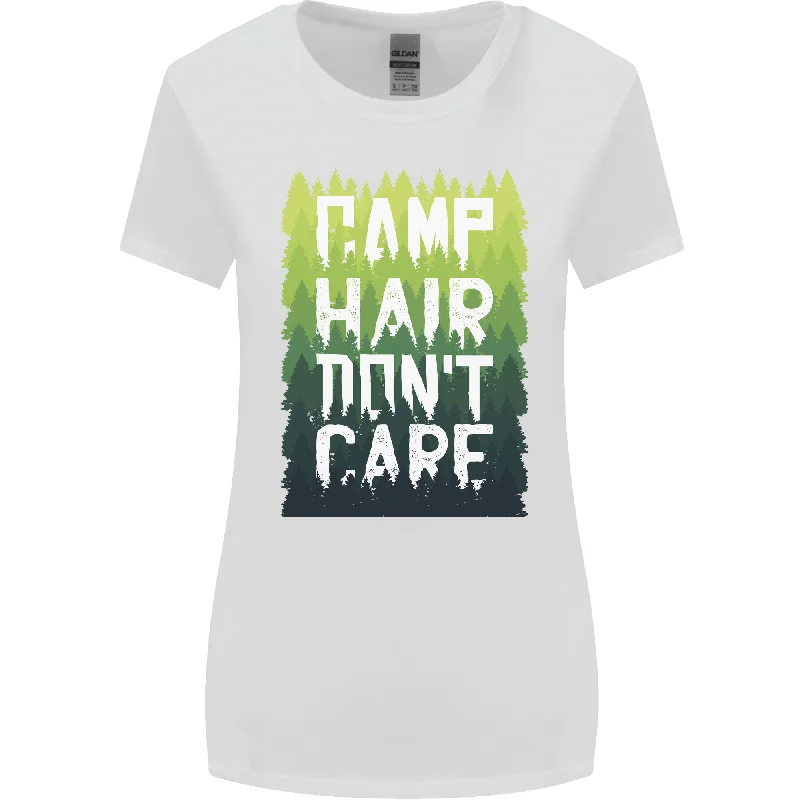 Camp Hair Dont Care Funny Caravan Camping Womens Wider Cut T-Shirt Mesh Fabric Canvas Fabric Denim Fabric