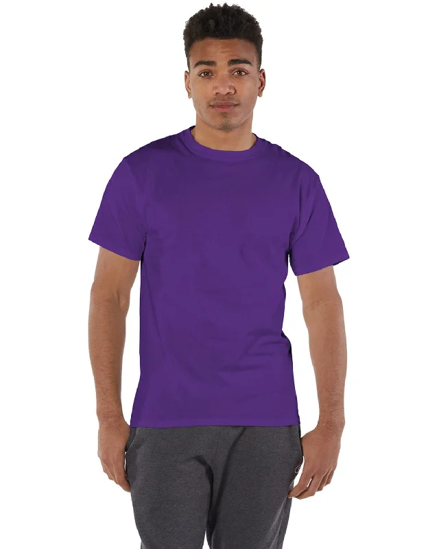 Champion Cotton T-Shirt | Purple Satin Blend Silk Blend Wool Blend