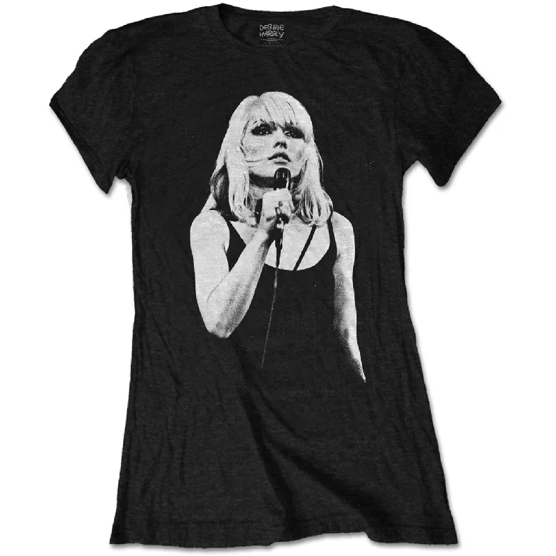 Debbie Harry Ladies T-Shirt: Open Mic. Houndstooth Herringbone Solid