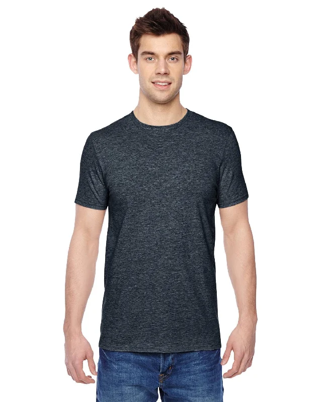 Fruit of the Loom 100% Sofspun Cotton T-Shirt | Heather Black Welt Pockets Slit Pockets Flap Pockets