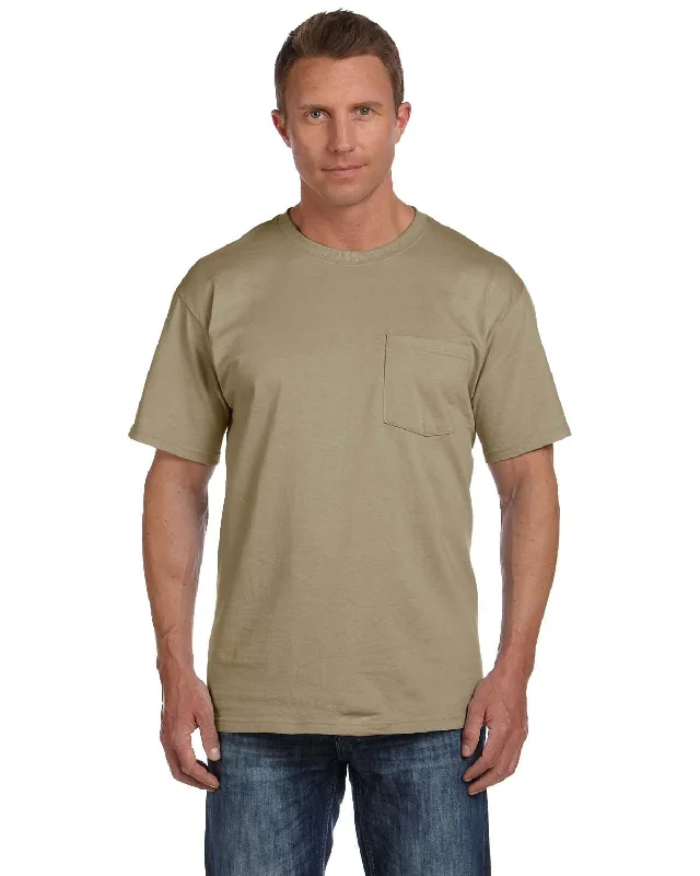 Fruit of the Loom Cotton Pocket T-Shirt | Khaki Chenille Blend Fleece Blend Nylon Blend