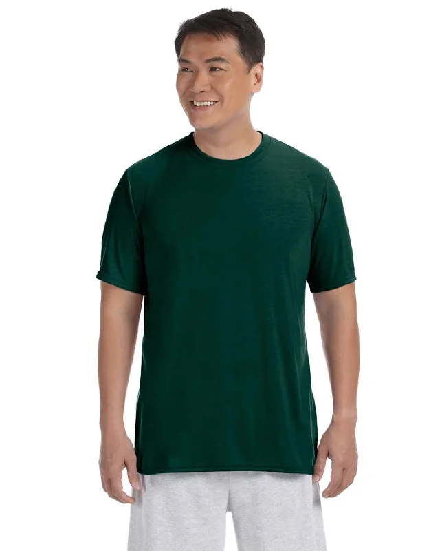 Gildan 4.5 oz. Performance T-Shirt | Forest Green Collared Crew Neck Turtle Neck