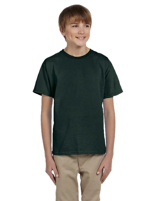 Gildan Ultra Cotton Youth Heavyweight T-Shirt | Forest Green Iron Safe Non-Iron Wrinkle Free