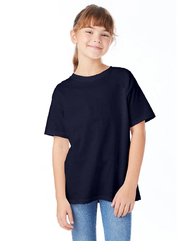 Hanes Youth ComfortSoft T-Shirt | Athletic Navy Front Pockets Side Pockets Patch Pockets