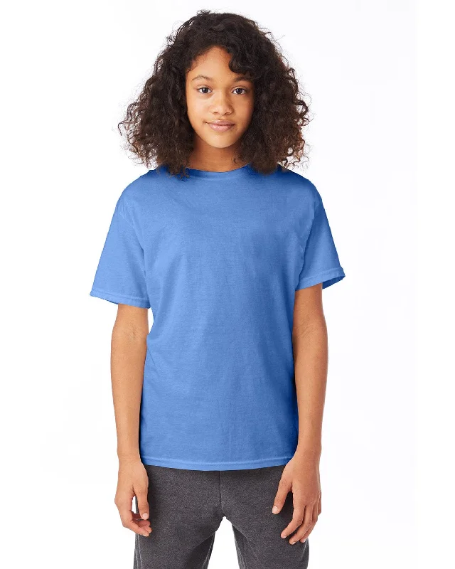 Hanes Youth Heavyweight 50/50 T-Shirts | Carolina Blue Elasticated Padded Insulated