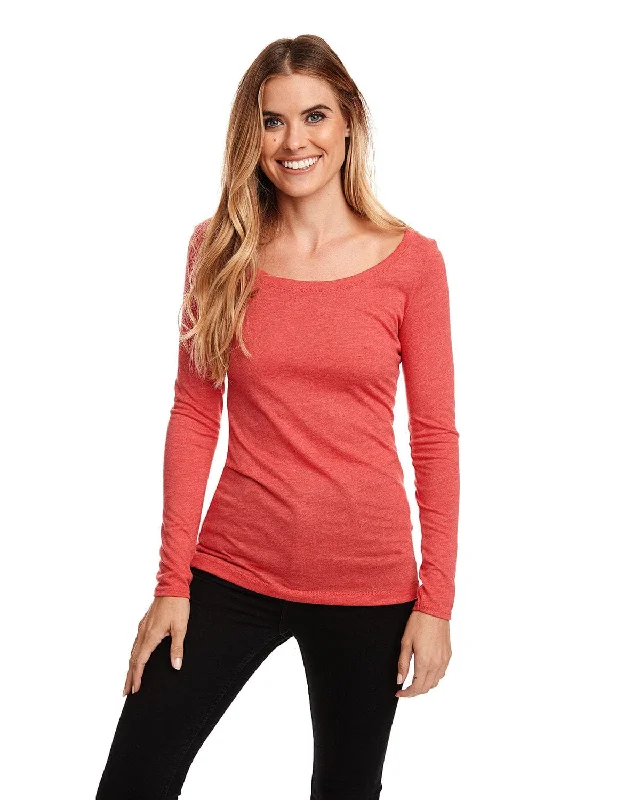 Next Level Ladies Triblend Long Sleeve Scoop Tee | Vintage Red Rayon Velvet Corduroy