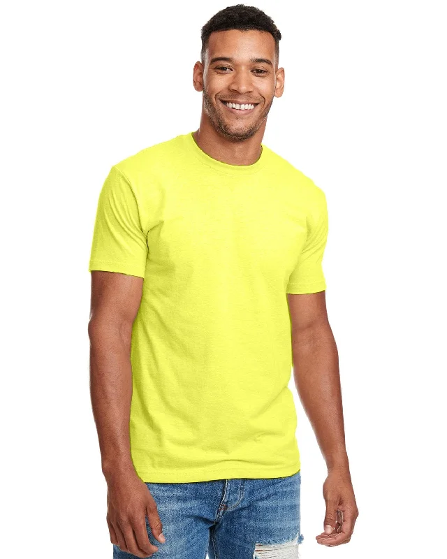 Next Level Mens CVC Crewneck Tee | Neon Yellow Basic T-Shirt Crew Neck Short Sleeve