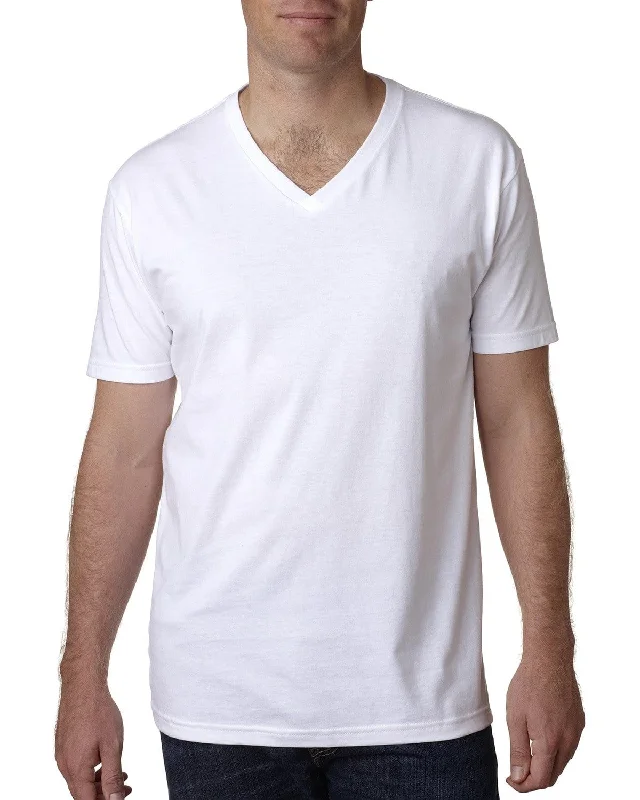 Next Level Mens Short Sleeve V-Neck Tee | White Mesh Blend Leather Blend Suede Blend