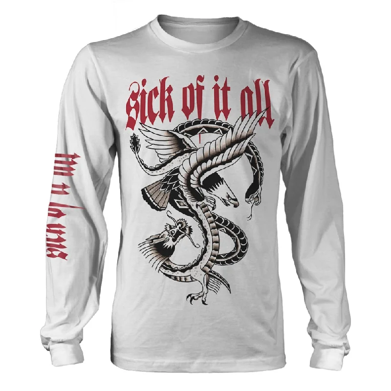 Sick Of It All Unisex Long Sleeved T-shirt: Eagle Silk Blend Satin Velvet