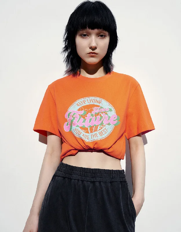 Printed Straight T-Shirt Embroidered Appliqued Beaded