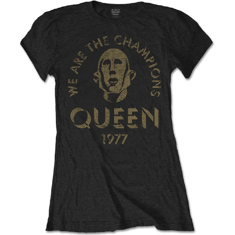 Queen Ladies T-Shirt: We Are The Champions Lace Blend Ribbed Blend Corduroy Blend