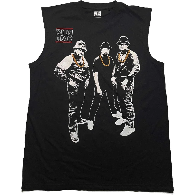 Run DMC Unisex Vest T-Shirt: Gold Chains Photo Hooded Caped Shawl Collar