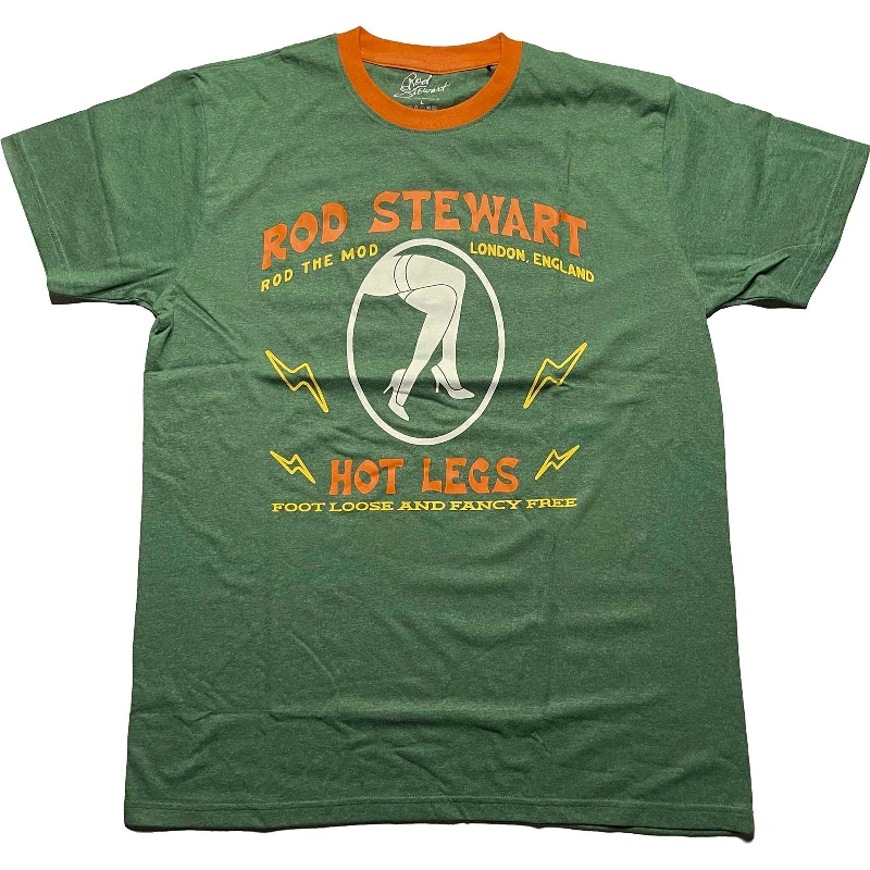 Rod Stewart Unisex Ringer T-Shirt: Hot Legs Graphic T-Shirt Round Neck Polyester