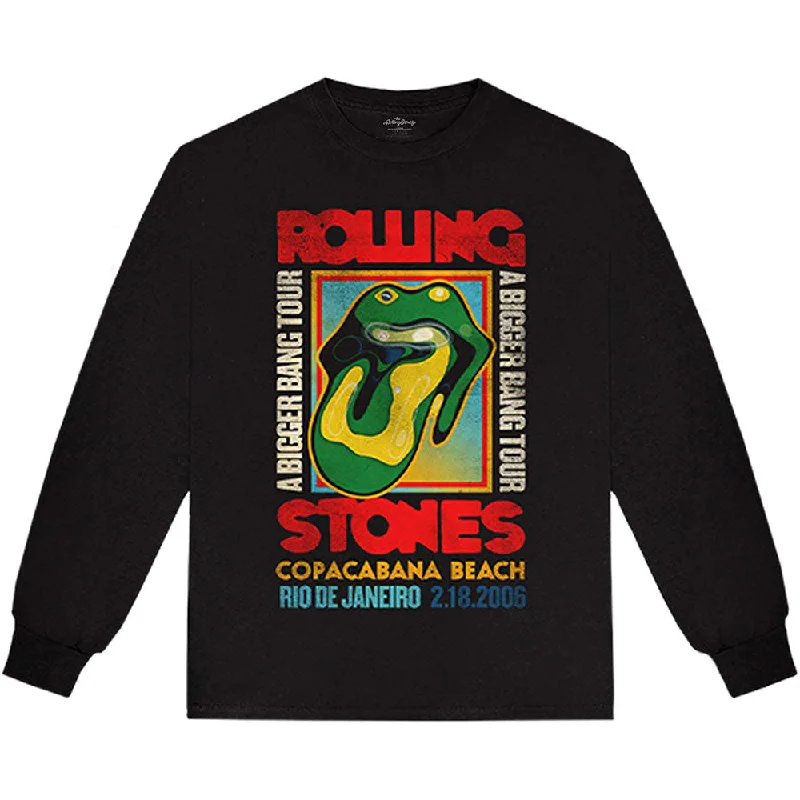 The Rolling Stones Unisex Long Sleeved T-Shirt: Copacabana Beach Iron Safe Non-Iron Wrinkle Free