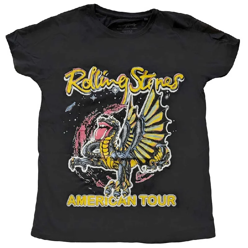 Rolling Stones Ladies T-Shirt: American Tour Dragon Polka Dot Checkered Tartan