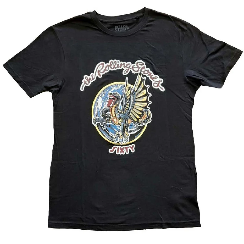 The Rolling Stones Ladies T-Shirt: Sixty Dragon Globe (Foiled) Satin Fabric Silk Fabric Chiffon Fabric