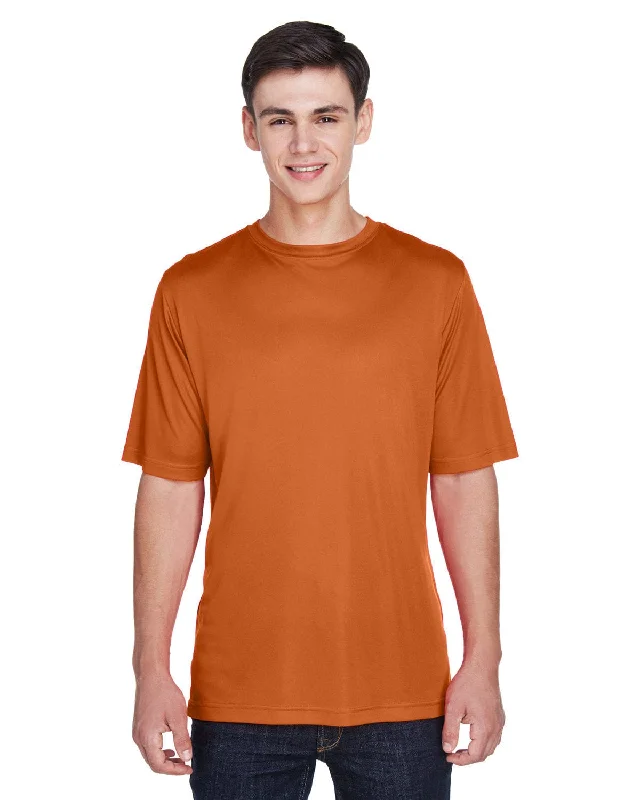 Team 365 Mens Zone Performance T-Shirt | Sprt Brnt Orange Knit Fabric Woven Fabric Fleece Fabric