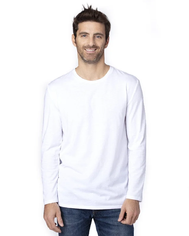 Threadfast Apparel Unisex Ultimate Long Sleeve T-Shirt | White Front Pockets Side Pockets Patch Pockets